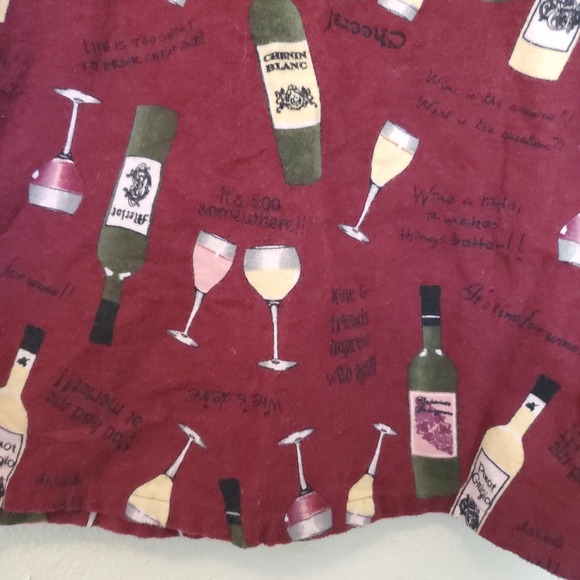 PJ Salvage Women's L Wine Bottle Glass Print Flannel Pajama Top Sleepwear Button - Picture 13 of 14